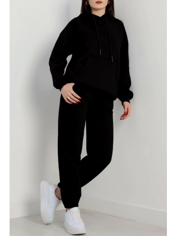 3 İplik İçi Şardonlu Eşofman Takımı Siyah