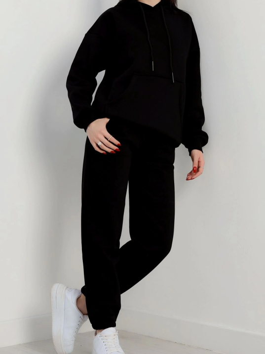 3 İplik İçi Şardonlu Eşofman Takımı Siyah 3 İplik İçi Şardonlu Eşofman Takımı Siyah