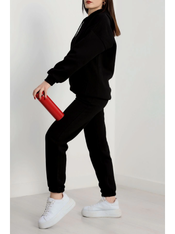 3 İplik İçi Şardonlu Eşofman Takımı Siyah