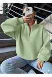 3 İplik Şardonlu Yarım Fermuarlı Sweatshirt Mint