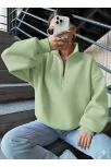 3 İplik Şardonlu Yarım Fermuarlı Sweatshirt Mint