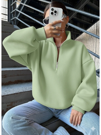 3 İplik Şardonlu Yarım Fermuarlı Sweatshirt Mint 3 İplik Şardonlu Yarım Fermuarlı Sweatshirt Mint