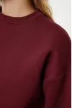 3 İplik Şardonlu Bisiklet Yaka Sweatshirt Bordo