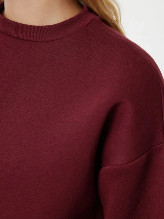 3 İplik Şardonlu Bisiklet Yaka Sweatshirt Bordo 3 İplik Şardonlu Bisiklet Yaka Sweatshirt Bordo