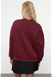 3 İplik Şardonlu Bisiklet Yaka Sweatshirt Bordo