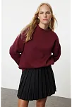 3 İplik Şardonlu Bisiklet Yaka Sweatshirt Bordo