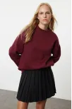 3 İplik Şardonlu Bisiklet Yaka Sweatshirt Bordo
