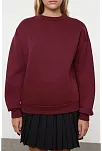 3 İplik Şardonlu Bisiklet Yaka Sweatshirt Bordo