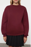 3 İplik Şardonlu Bisiklet Yaka Sweatshirt Bordo 3 İplik Şardonlu Bisiklet Yaka Sweatshirt Bordo