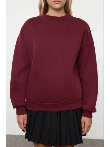 3 İplik Şardonlu Bisiklet Yaka Sweatshirt Bordo