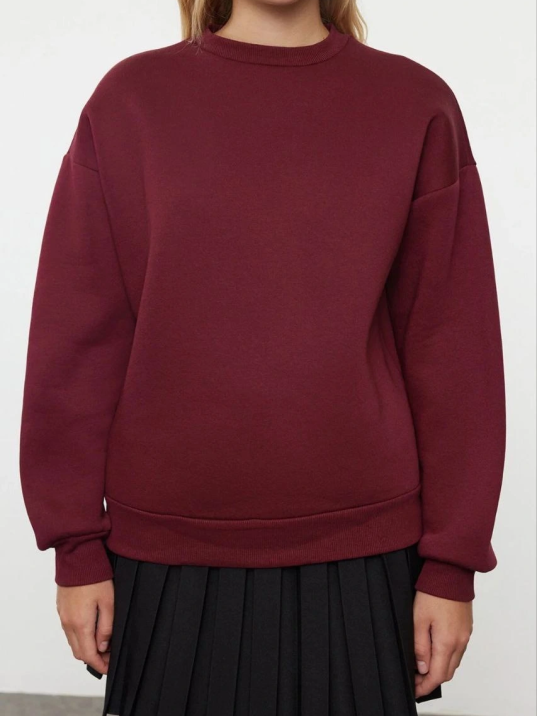 3 İplik Şardonlu Bisiklet Yaka Sweatshirt Bordo 3 İplik Şardonlu Bisiklet Yaka Sweatshirt Bordo