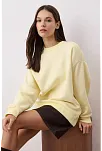 3 İplik Şardonlu Bisiklet Yaka Sweatshirt Sarı