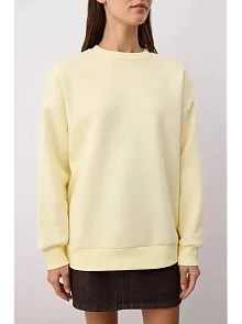 3 İplik Şardonlu Bisiklet Yaka Sweatshirt Sarı