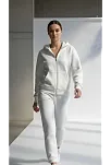 3 İplik Şardonlu Kapşonlu Hoodie Frm Beyaz P510437