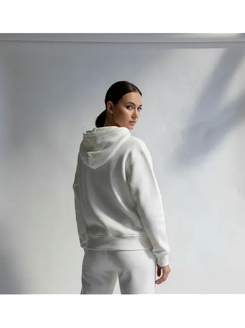 3 İplik Şardonlu Kapşonlu Hoodie Frm Beyaz P510437