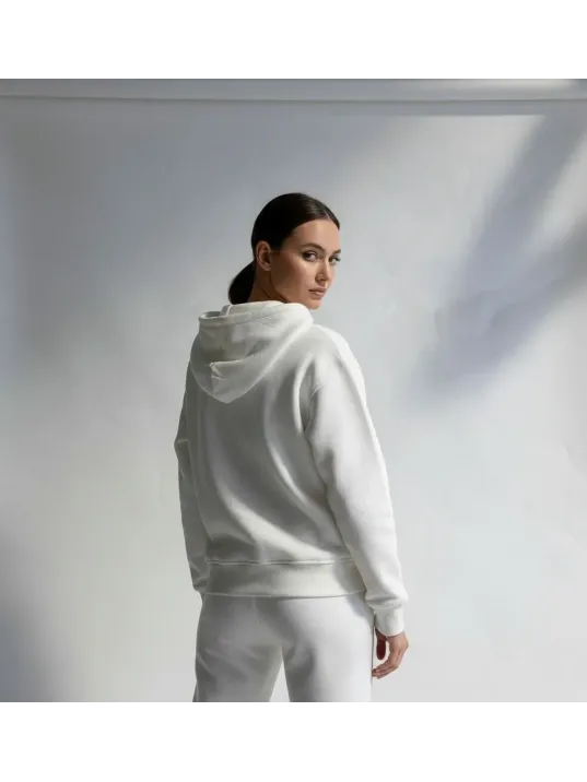 3 İplik Şardonlu Kapşonlu Hoodie Frm Beyaz P510437