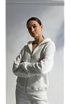 3 İplik Şardonlu Kapşonlu Hoodie Frm Beyaz P510437