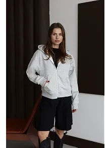 3 İplik Şardonlu Kapşonlu Hoodie Frm Gri P510437