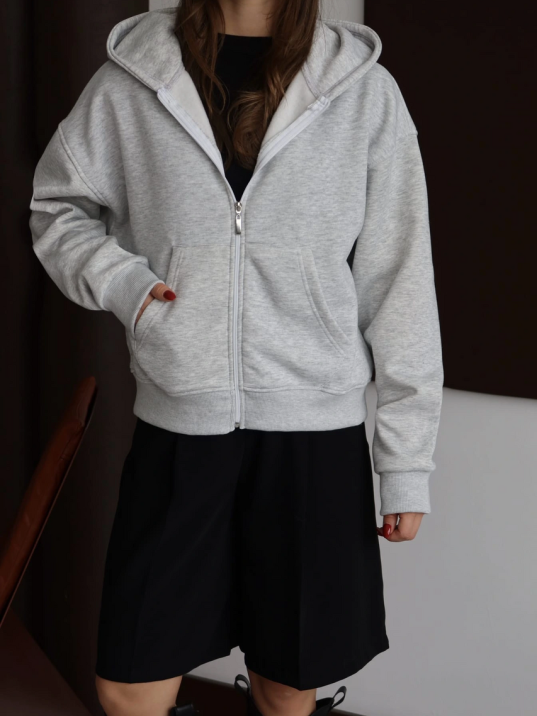 3 İplik Şardonlu Kapşonlu Hoodie Frm Gri P510437 3 İplik Şardonlu Kapşonlu Hoodie Frm Gri P510437