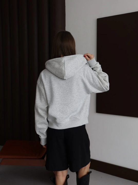 3 İplik Şardonlu Kapşonlu Hoodie Frm Gri P510437 3 İplik Şardonlu Kapşonlu Hoodie Frm Gri P510437