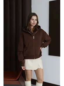 3 İplik Şardonlu Kapşonlu Hoodie Frm Kahve P510437