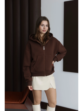 3 İplik Şardonlu Kapşonlu Hoodie Frm Kahve P510437