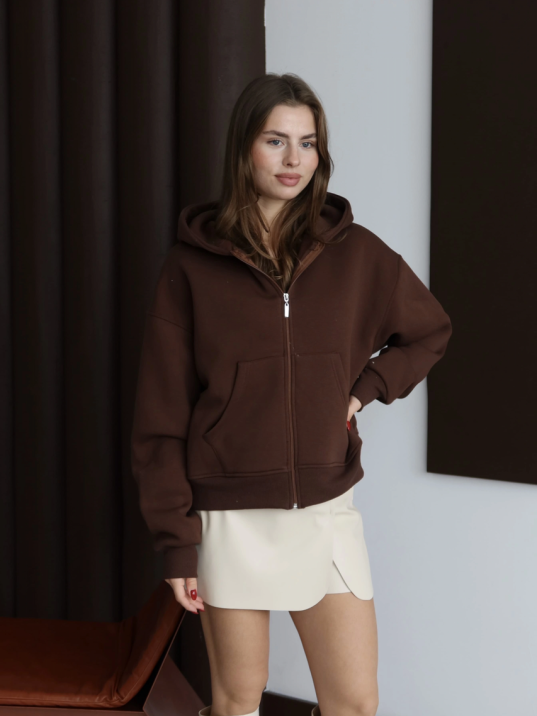 3 İplik Şardonlu Kapşonlu Hoodie Frm Kahve P510437 3 İplik Şardonlu Kapşonlu Hoodie Frm Kahve P510437