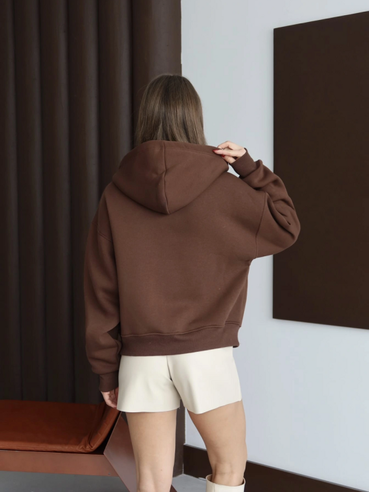 3 İplik Şardonlu Kapşonlu Hoodie Frm Kahve P510437 3 İplik Şardonlu Kapşonlu Hoodie Frm Kahve P510437