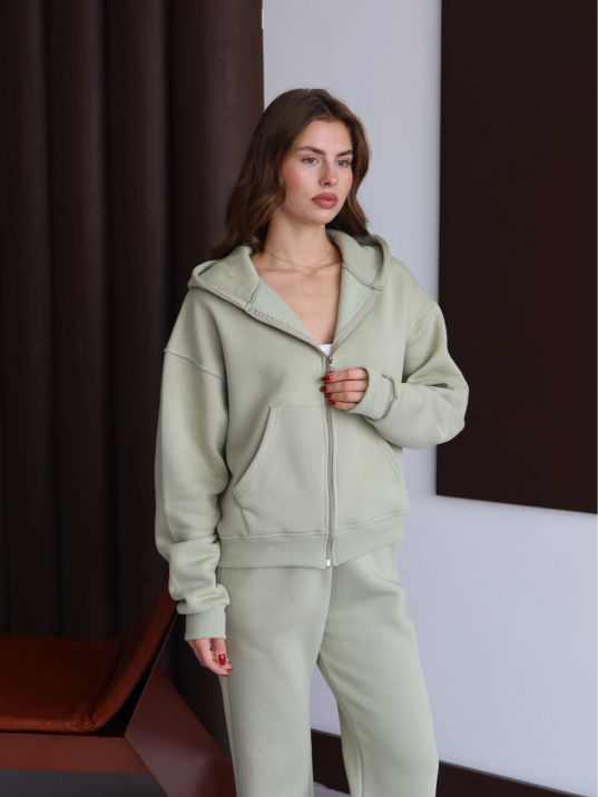 3 İplik Şardonlu Kapşonlu Hoodie Frm Mint P510437 3 İplik Şardonlu Kapşonlu Hoodie Frm Mint P510437