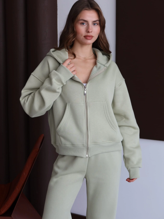 3 İplik Şardonlu Kapşonlu Hoodie Frm Mint P510437 3 İplik Şardonlu Kapşonlu Hoodie Frm Mint P510437