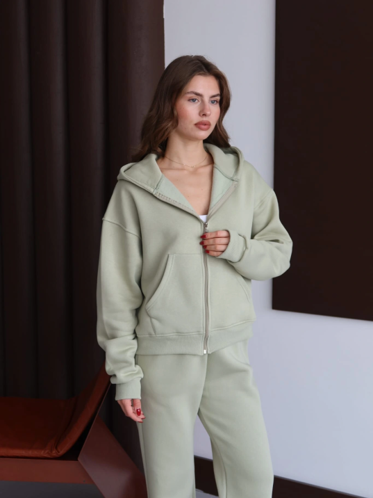 3 İplik Şardonlu Kapşonlu Hoodie Frm Mint P510437 3 İplik Şardonlu Kapşonlu Hoodie Frm Mint P510437