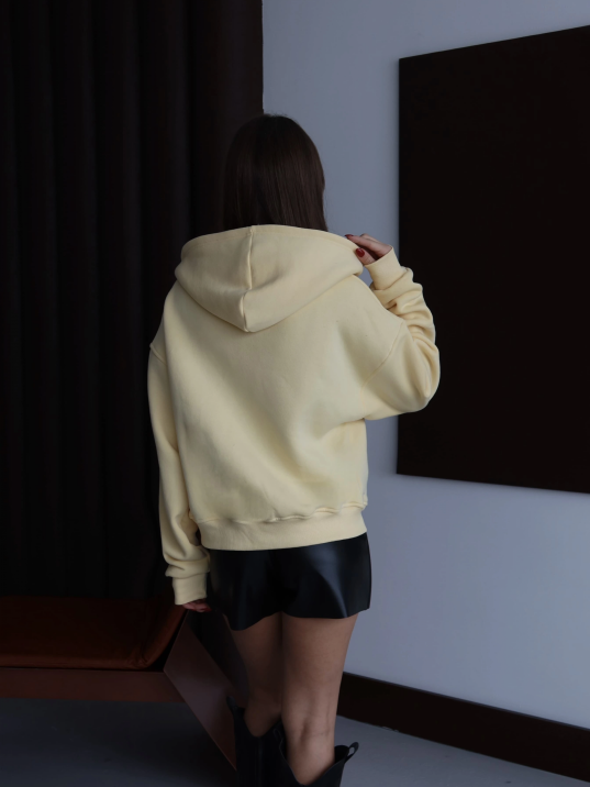 3 İplik Şardonlu Kapşonlu Hoodie Frm Sarı P510437