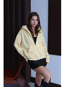 3 İplik Şardonlu Kapşonlu Hoodie Frm Sarı P510437