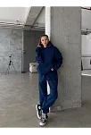 3 İplik Şardonlu Kapşonlu Sweatshirt Lacivert P510436