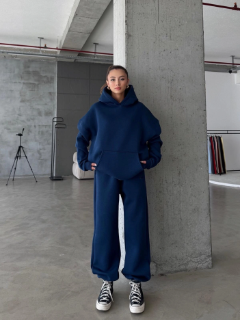 3 İplik Şardonlu Kapşonlu Sweatshirt Lacivert P510436 3 İplik Şardonlu Kapşonlu Sweatshirt Lacivert P510436