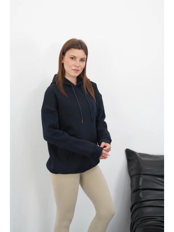 3 iplik şardonlu kapşonlu swetshirt lacivert md63