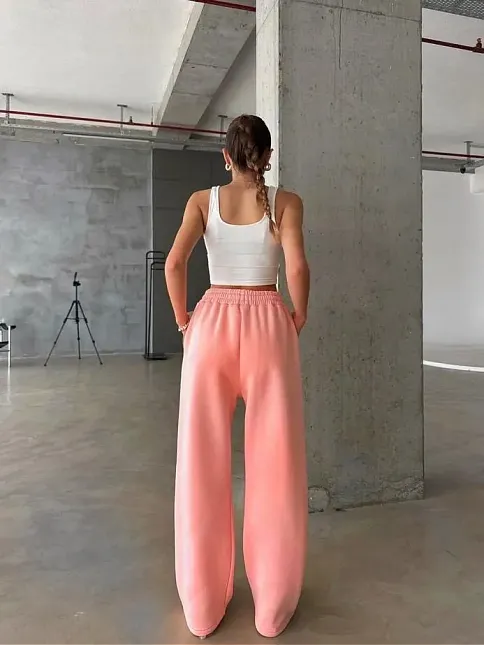 3 İplik Şardonlu Oversize Eşofman Somon