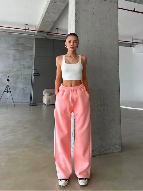 3 İplik Şardonlu Oversize Eşofman Somon