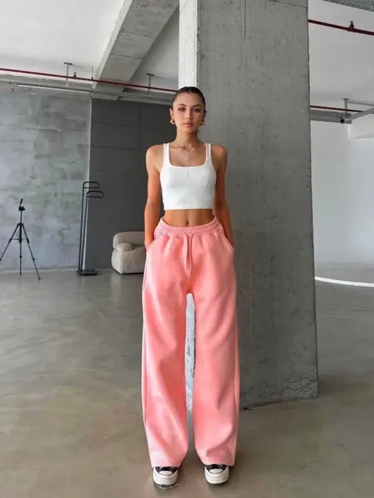 3 İplik Şardonlu Oversize Eşofman Somon