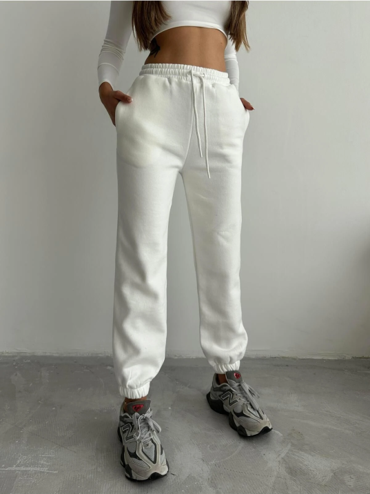 3 iplik şardonlu paça lastikli eşofman beyaz is001 3 iplik şardonlu paça lastikli eşofman beyaz is001