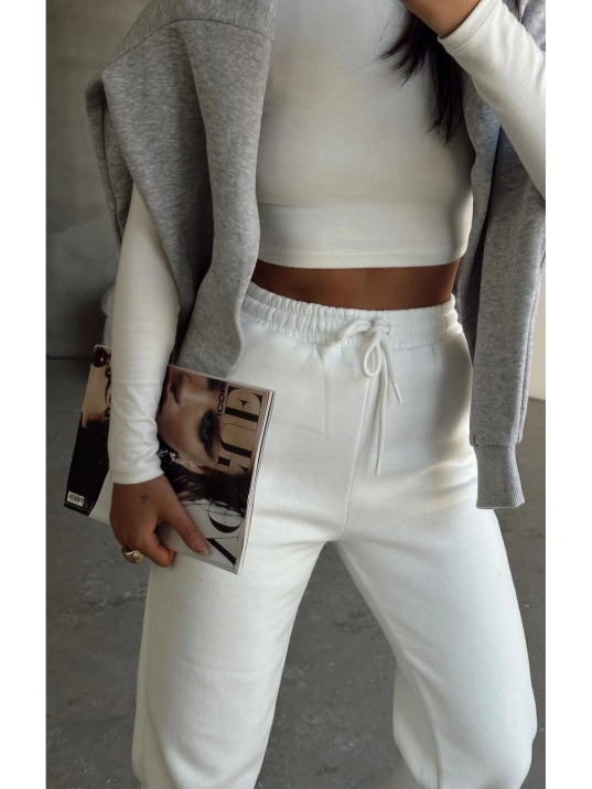 3 iplik şardonlu paça lastikli eşofman beyaz is001 3 iplik şardonlu paça lastikli eşofman beyaz is001