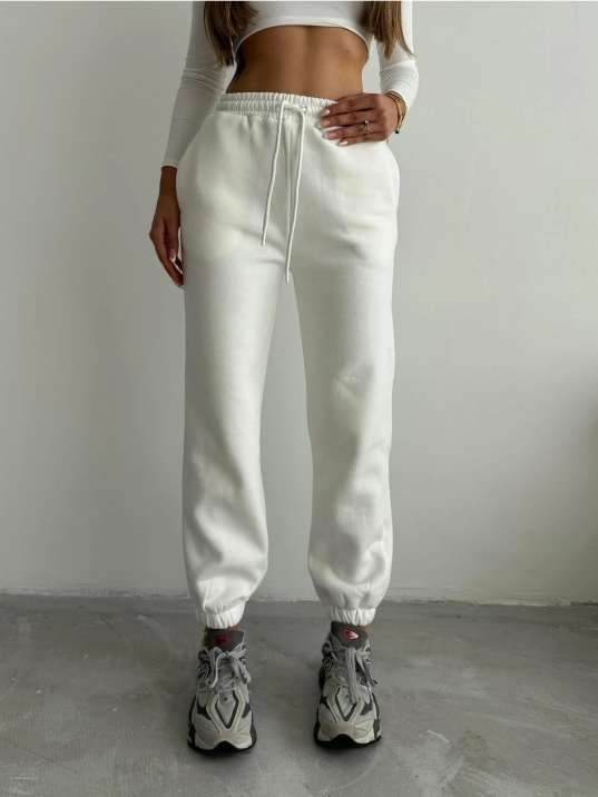 3 iplik şardonlu paça lastikli eşofman beyaz is001 3 iplik şardonlu paça lastikli eşofman beyaz is001