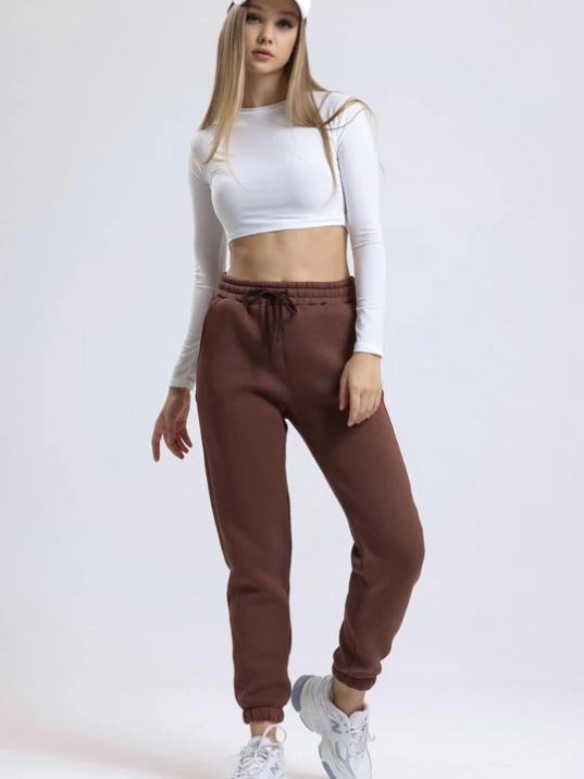 3 iplik şardonlu paça lastikli eşofman kahve is001 3 iplik şardonlu paça lastikli eşofman kahve is001