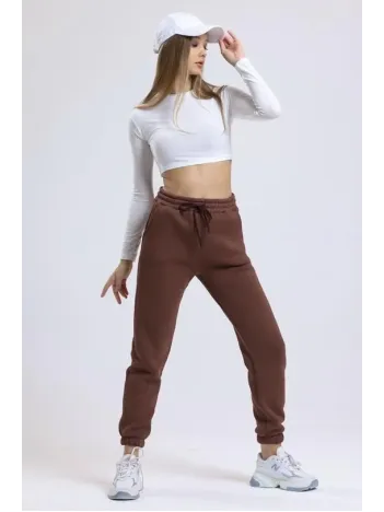 3 İplik Şardonlu Paça Lastikli Eşofman Kahve İs001