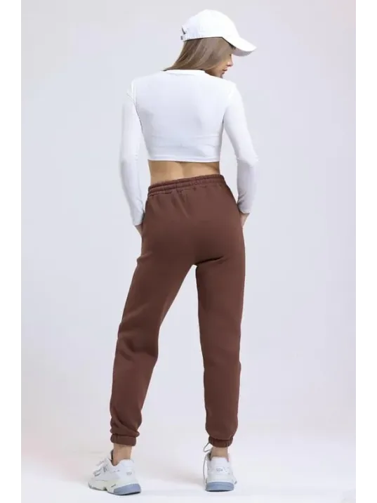 3 İplik Şardonlu Paça Lastikli Eşofman Kahve İs001