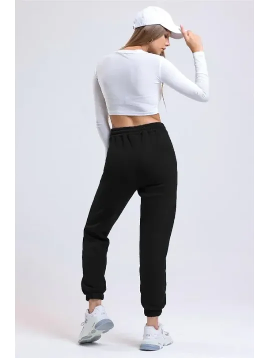 3 İplik Şardonlu Paça Lastikli Eşofman Siyah İs001