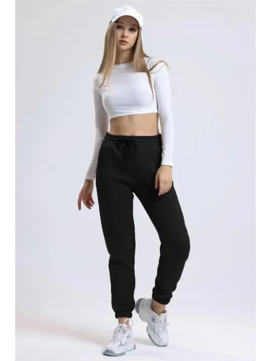 3 İplik Şardonlu Paça Lastikli Eşofman Siyah İs001