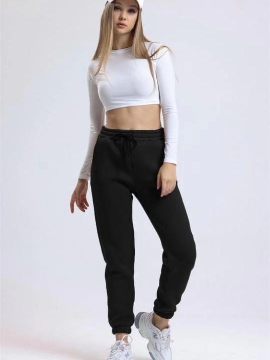 3 iplik şardonlu paça lastikli eşofman siyah is001 3 iplik şardonlu paça lastikli eşofman siyah is001