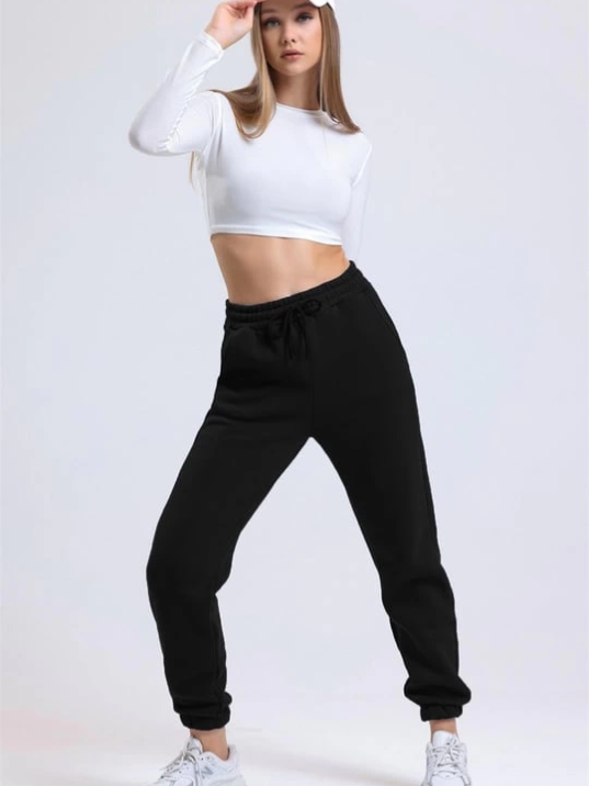 3 iplik şardonlu paça lastikli eşofman siyah is001 3 iplik şardonlu paça lastikli eşofman siyah is001