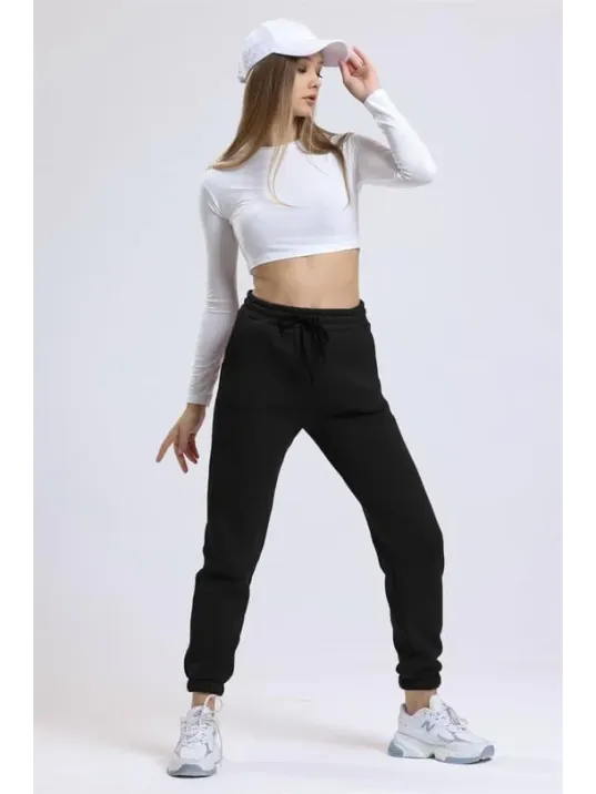 3 İplik Şardonlu Paça Lastikli Eşofman Siyah İs001